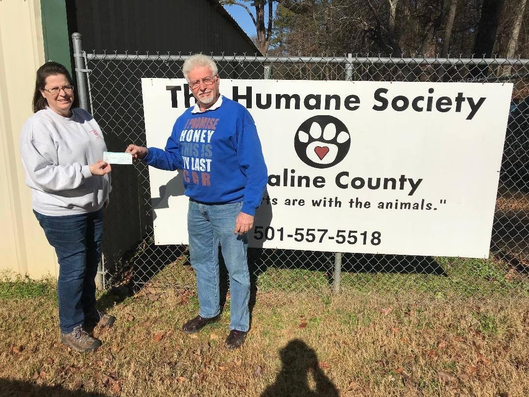 Arkansas Street Rod Association Donated $350.00 to the Humane Society of Saline County