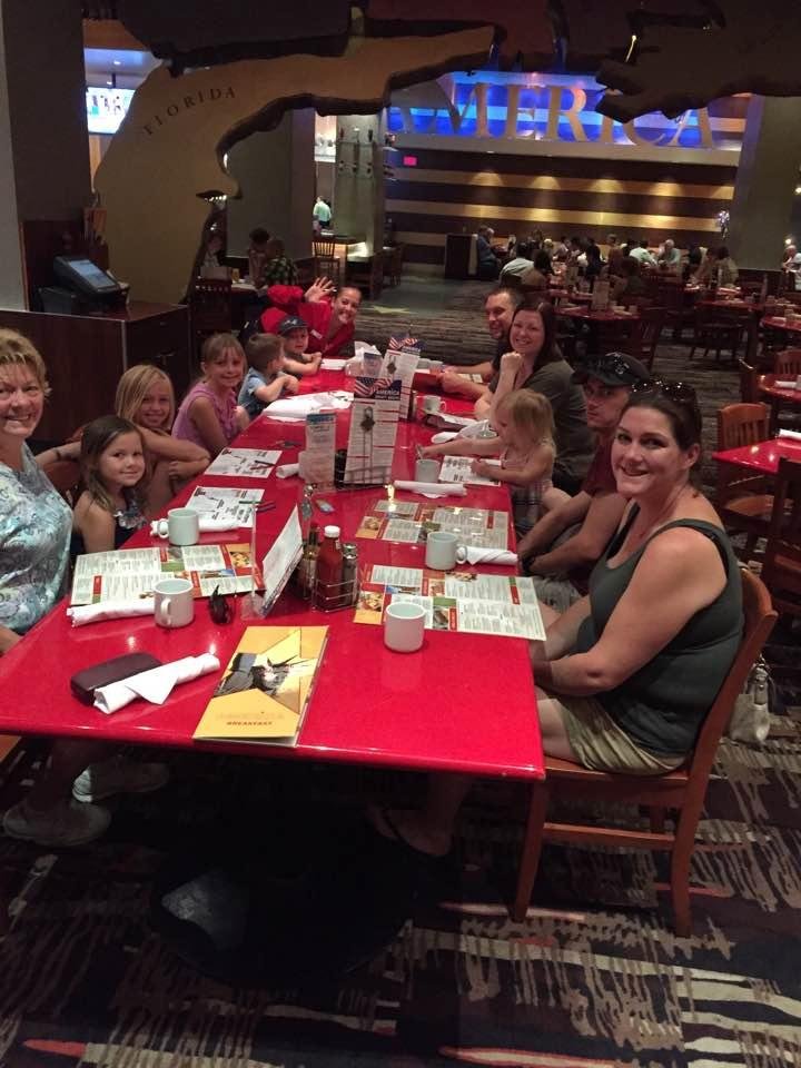 Having a great breakfast at New York, New York's restaurant America.