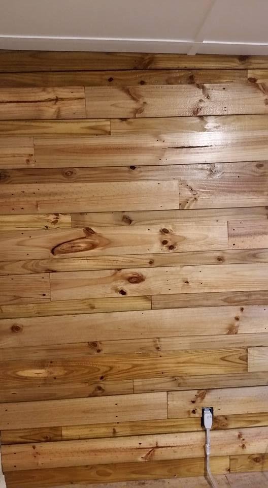 My Hubby is so tallented...he put a wooden wall at each end of our new room...I love it