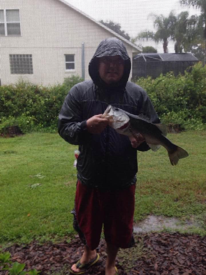 My son decided to go hurricane fishing in our back yard