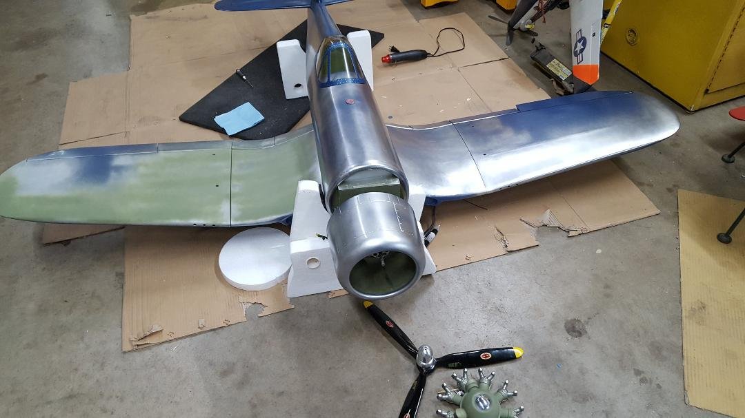 With all the rain, working on the F4U and coming along well, retract tailwheel mounted up, panels cut, canopy,cowl and outer wings rivets in...Silver and chromate on for after final paint for weathering work.....