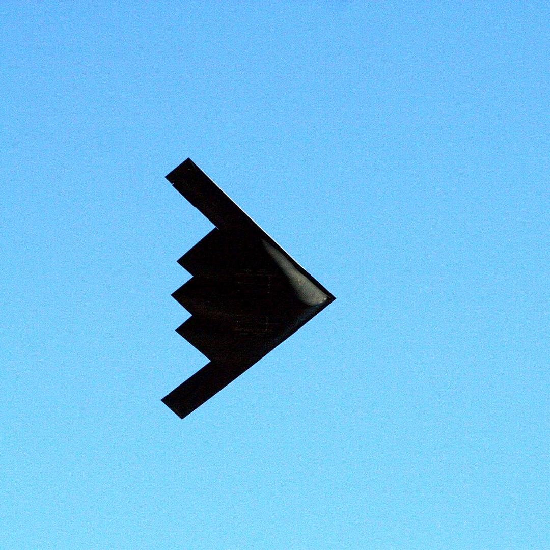 Here's a pict of the B2 stealth bomber that flew over the Rose Parade, taken from my balcony. Must not be in stealth mode.