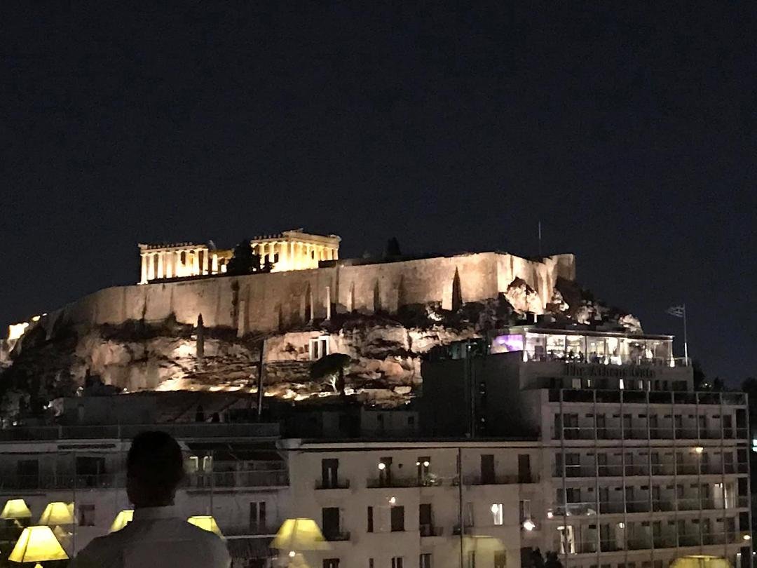 Having a drink on the roof top of our hotel. Can’t beat the view!