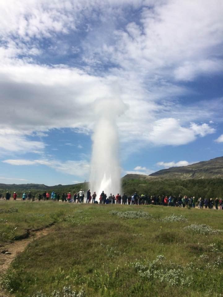 Geyser adjacent to original Geysir from which the term comes. Active about every 5-8 minutes. There are several steam vents in the area.