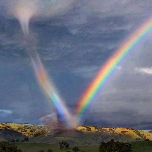 I wonder if a tornado could inhale a rainbow! Hello?