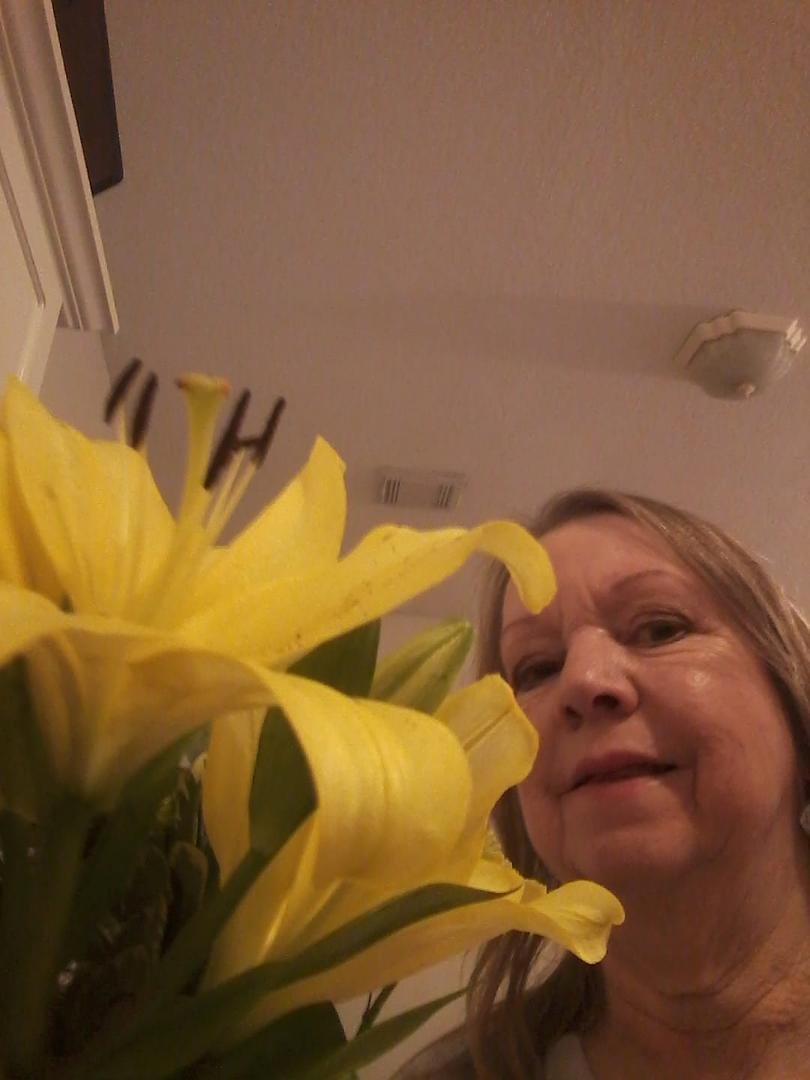 Enjoying my Birthday flowers.