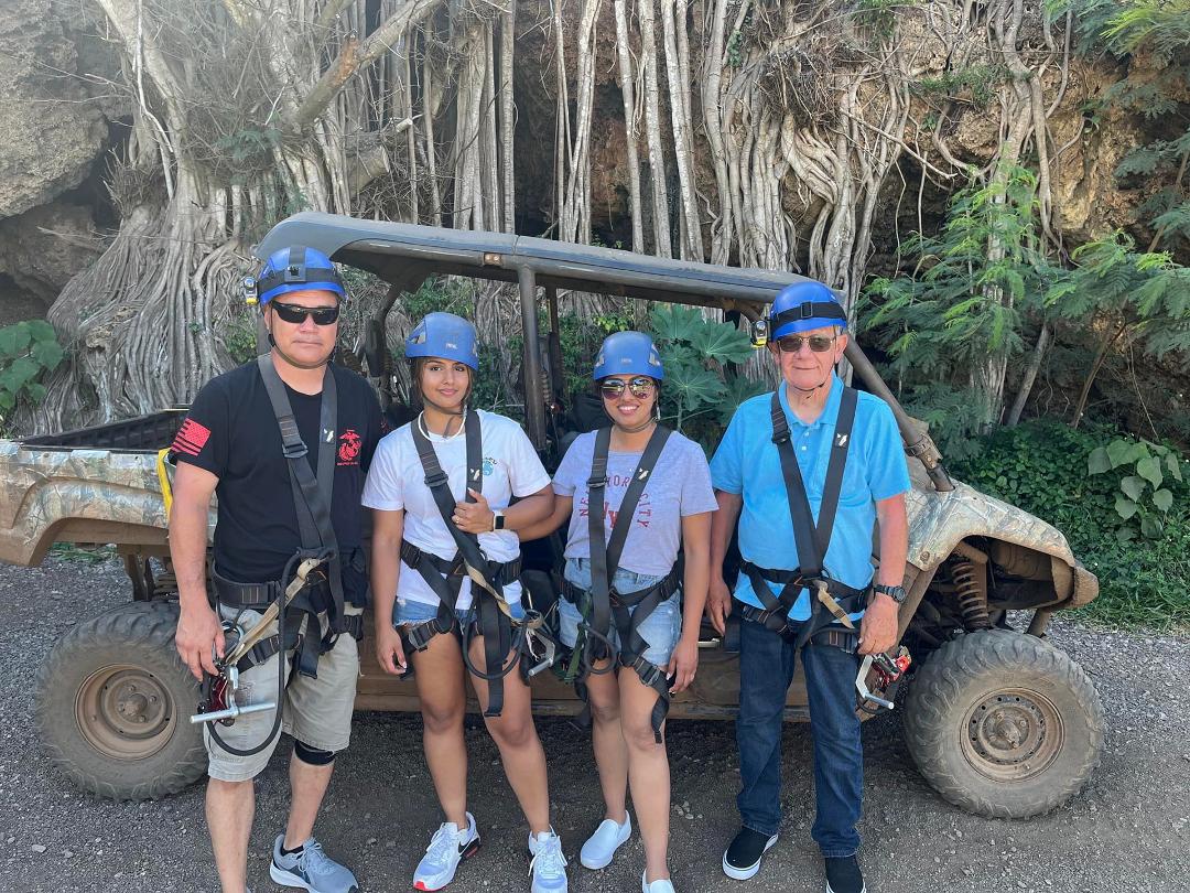 And the adventure begins! Zip lining. I am on the right!