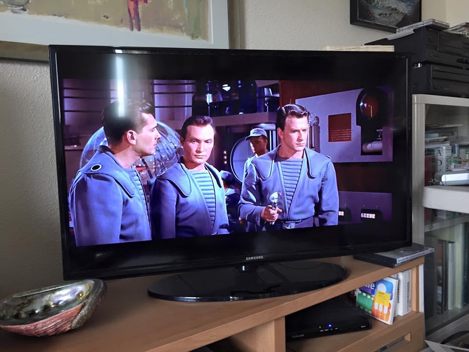 In the 1956 space opera 'Forbidden Plant" with Walter Pigeon, Jack Kelly, Leslie Nielsen and the irresistible Anne Francis. Professor Morpheus, played by Pigeon contacts the explores on their flying saucer and introduces hi