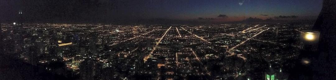 Drinks with a view looking down on the city lights