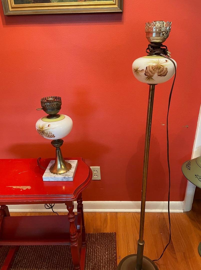 set of two antique lamps without shades, both work- $25