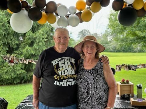 Thank you for your prayers and warm wishes. Russ is off the ventilator and we are optimistic about his progress in the right direction. We are collecting cards for him. If you want to send a card, you can send it to our ho