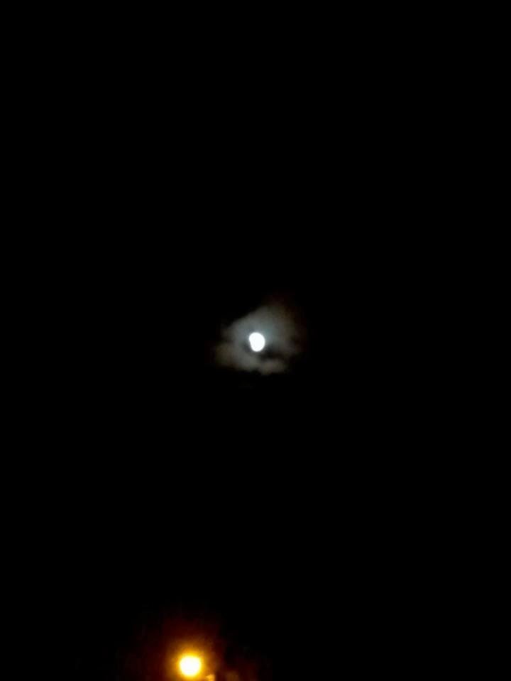 Peekaboo! The start of the Lunar eclipse @ 0345 PDT here @ the Voges Haus.