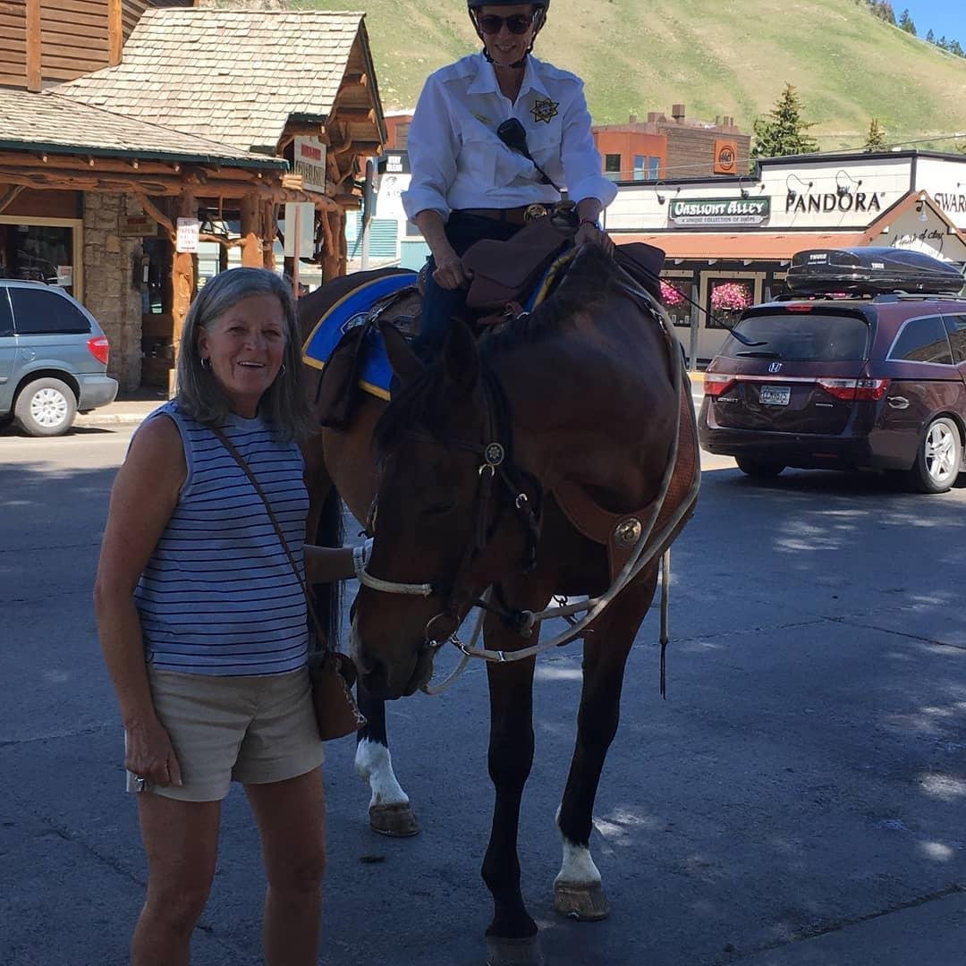 So wanted to ride a horse while in Jackson Hole,  but darn arthritis.  So I posed with Cody instead, the super horse.