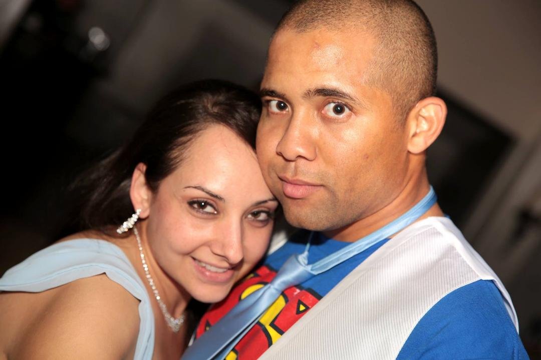 Grandson Anthony Sumpter and wife, Karina.
