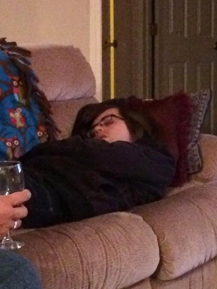 Grandson after dinner all Ho Ho out