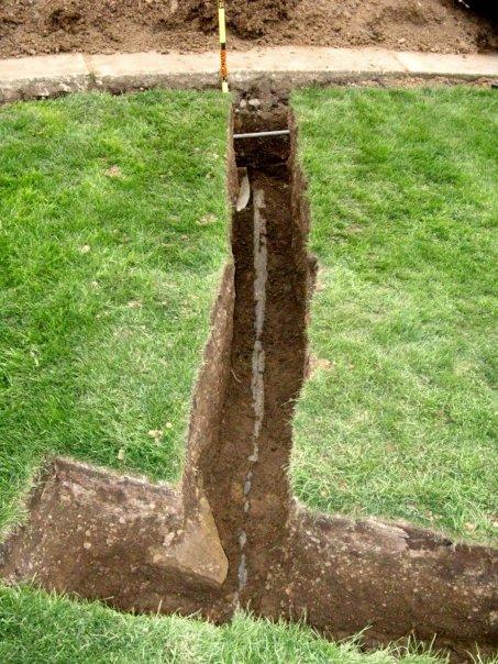 PUTTING DRAIN PIPE DOWN AND THEN BACK FILLING, DUMP TRUCK UNLOADING SHATTERED PIPE AND COLLASPED IT 1964. IDIOTS!!!!