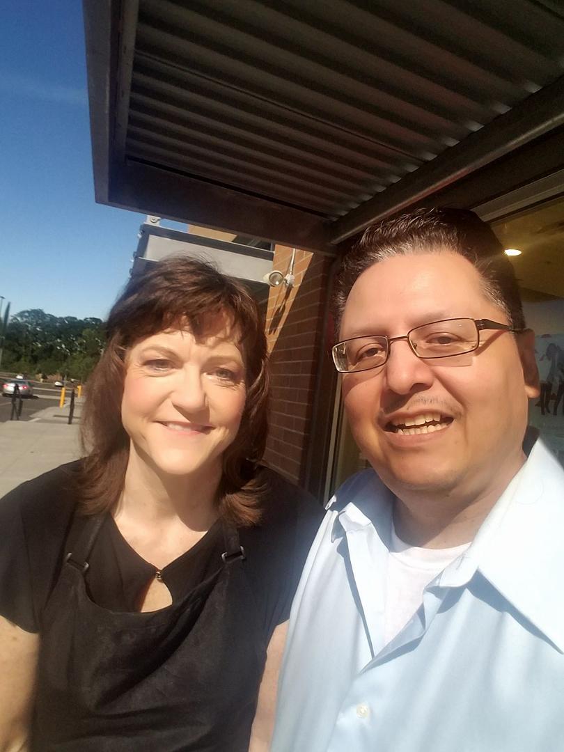 Me and Jane watching the Eclipse at Work.