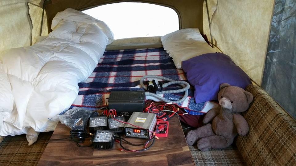 Teddy at work on the solar charger
