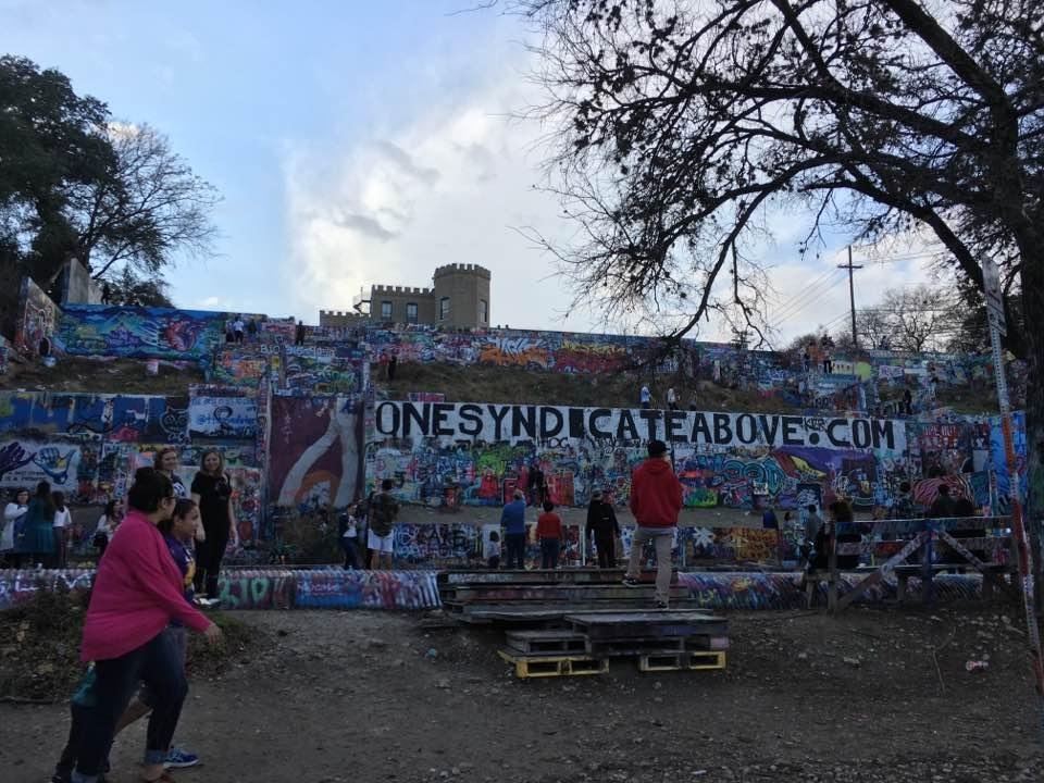 Austins graffiti wall. Anyone can paint. Lots of people there