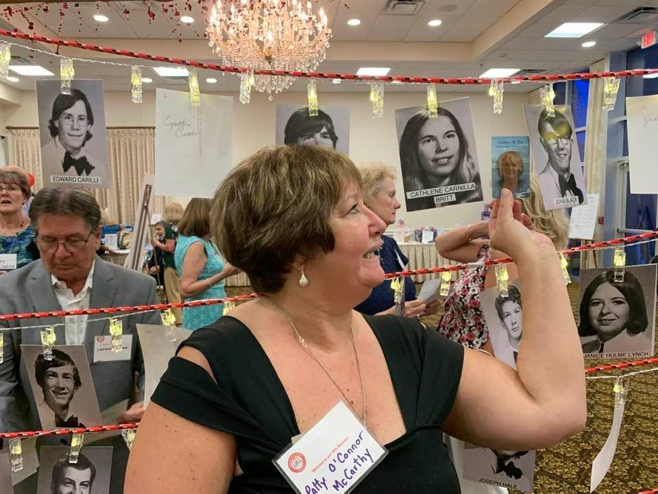 I always went to my high school reunions with my friend Cathy Carnila Britt. Last night was our 50th reunion from Archbishop Ryan Class of 1972. Cathy was only with me as a part of the memorial honoring our deceased class