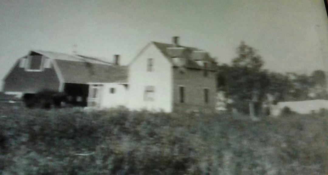 An old picture of my grandparents farm. We drove by there on Memorial Day on way to cemetery. There was nothing left! The big red barn, house, row of lilac bushes, even small grove of trees we played in and made mud pies