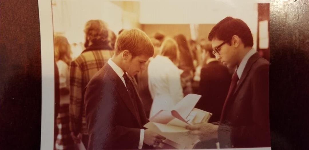 Two young legislators at 1973 YMCA Youth-in-Government program Sacramento CA. Wow, we actually had normal haircuts!
