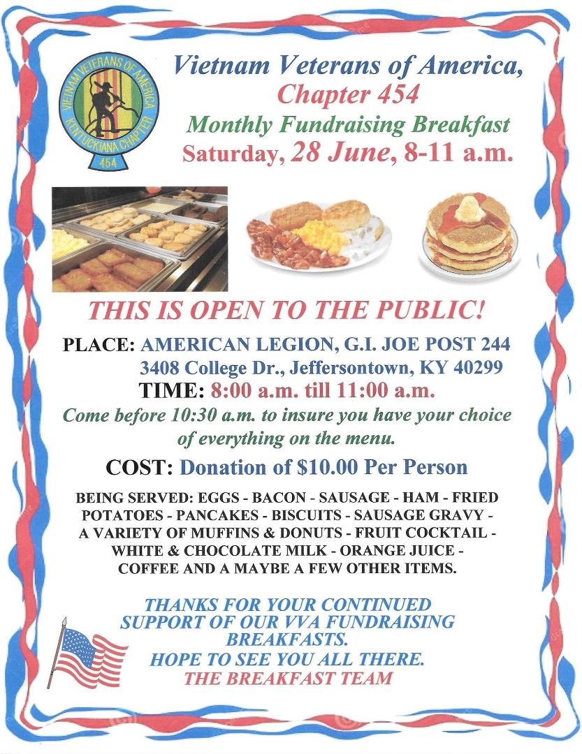 Come join us for a Great Breakfast!  "OPEN TO THE PUBLIC"