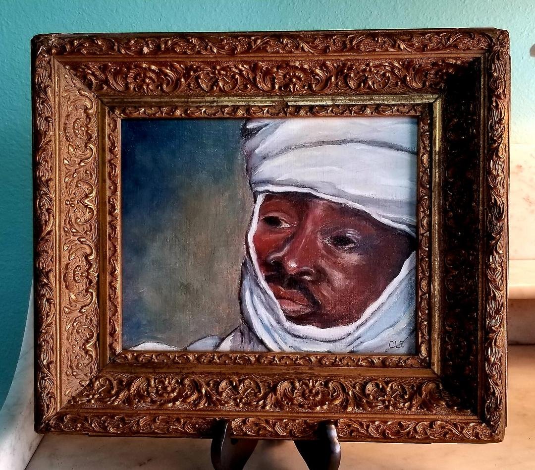 Finished and framed
"Head of a Bedouin Prince "
Oil on linen mounted on board
8 x 10