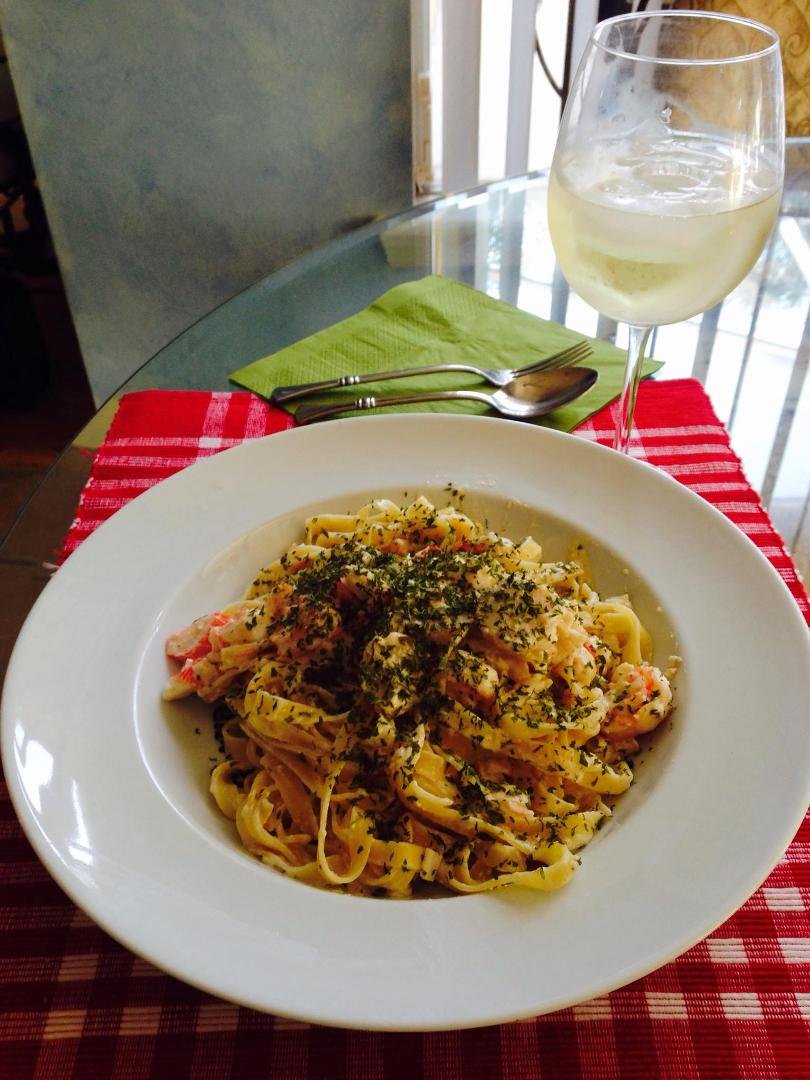 Celebrating Mom today with one of her favorite meals by Chef Dave....seafood fettuccine with lobster, scallops, shrimp, and crab.   We love you and miss you Mom, does not feel Iike 4 years.....but we are  looking forward to