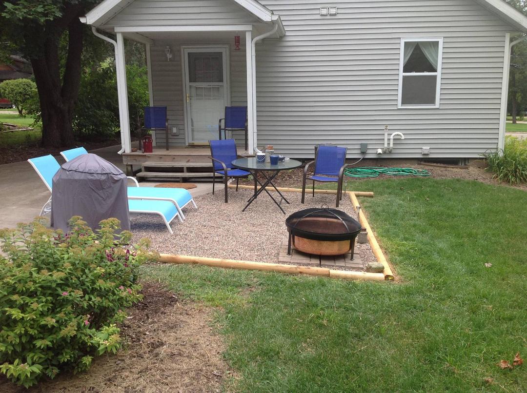 Made a little patio... I know it's a rental but we like to sit outside.