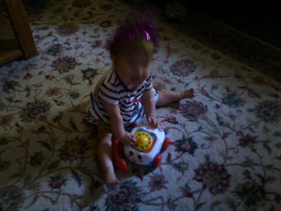 Mandy and her chatter telephone she got for her birthday