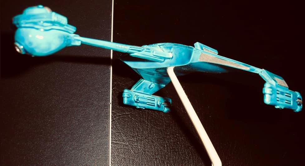 Of the many, many 100’s of model aircraft, boats, cars, planes, trucks, and spacecraft that I put together while growing up, this Klingon Battlecruiser model was the very last one that I assembled and painted. I never did q