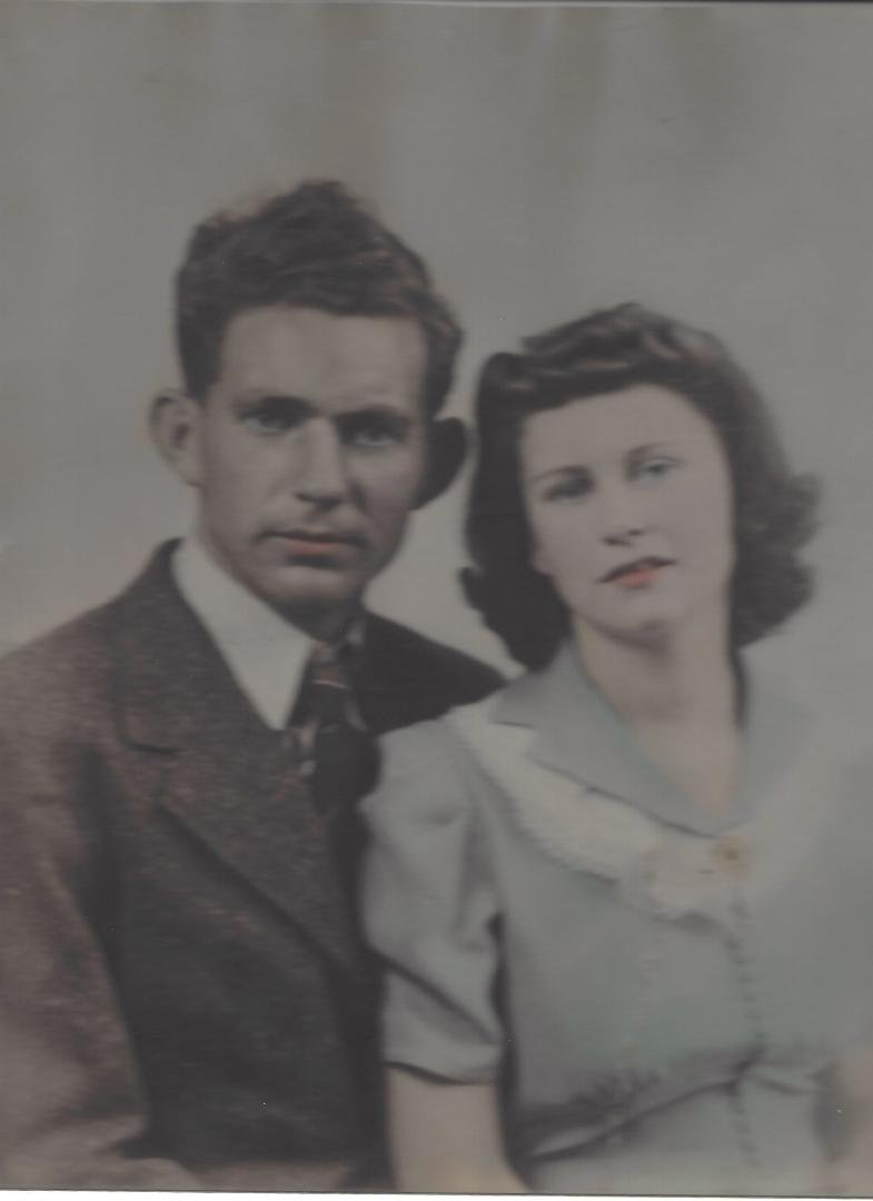 The earlier version of Bozie and Laveda Singleton on their wedding day. Ken's Mom and Dad.