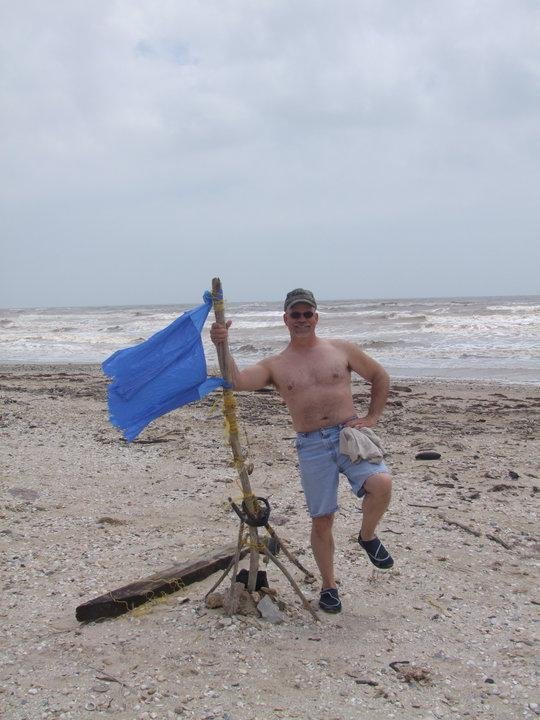 Captain Morgan a.k.a. Jeff lands on Sargent Beach....................crazy Yankee!