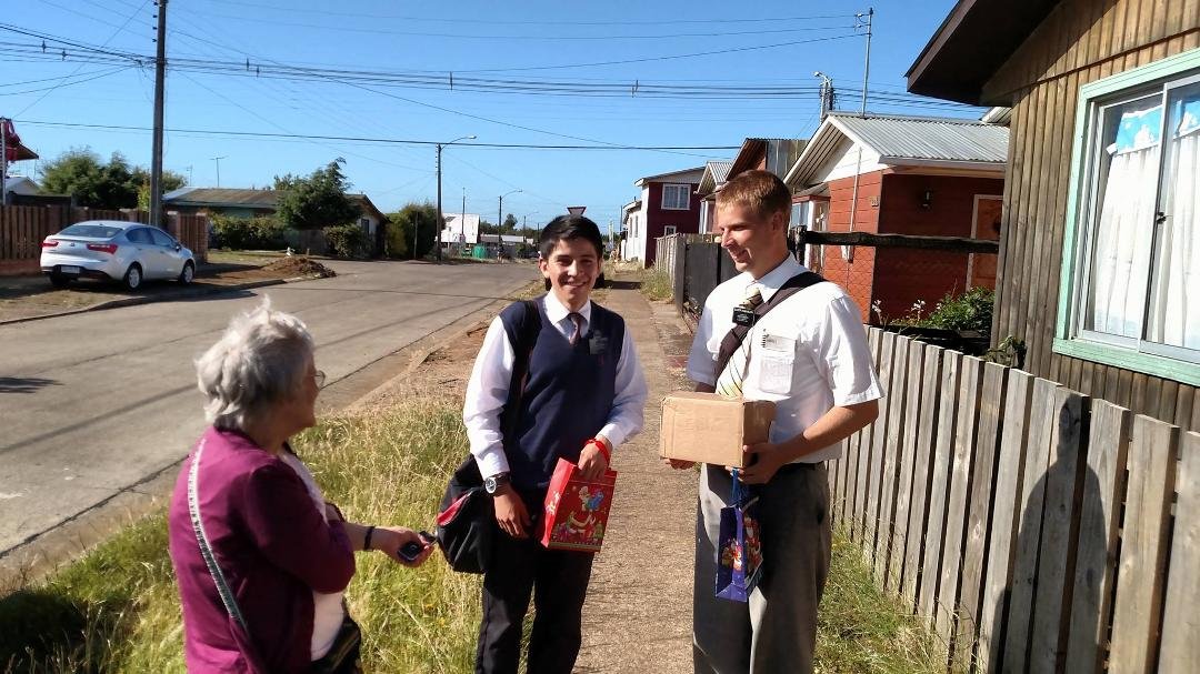 Delivering Christmas packagesin Los Alamos. Missionaries love packages.
