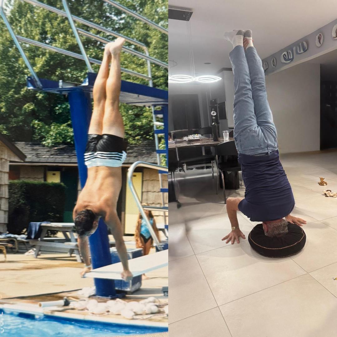 From the days when I was diving, my kids and grandkids were amazed. This weekend in a big family get together sleepover. They challenged me if I could do it again. Pictures don’t lie interestingly I’m at the same exact weig