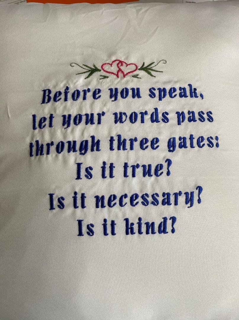 Had this pillow embroidered in January 2020.