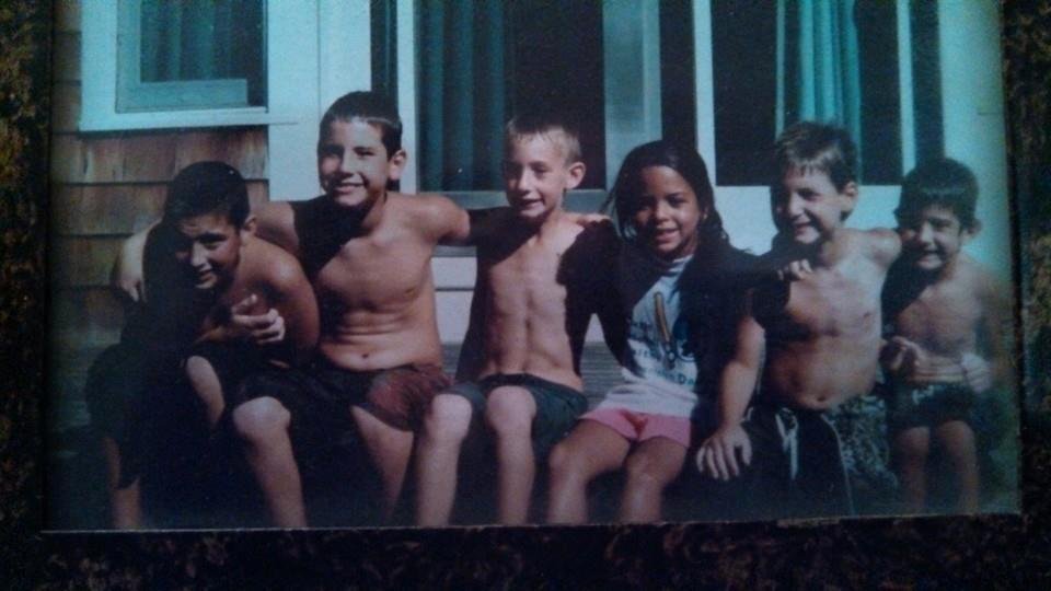 Grandchildren of Eileen Maroney Corrigan. Kyle Kempinski, Conor Corrigan, Jake Kempinski, Aileen Denis, Will Corrigan and Dylan Kempinski. Not in photo are Kaitlin Corrigan, Brian and Colin Corrigan. Circa 2003.