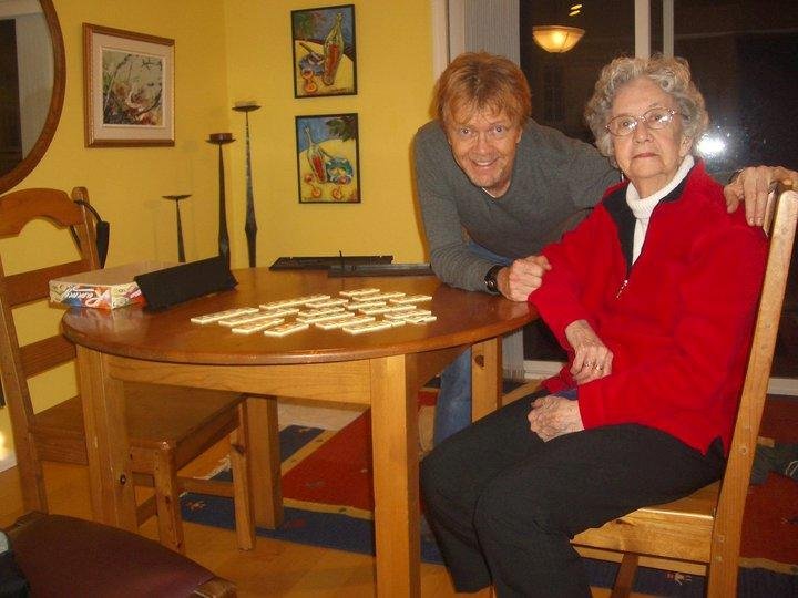 Mom and me at my most recent birthday - I'm whupped at Tile Rummy again!