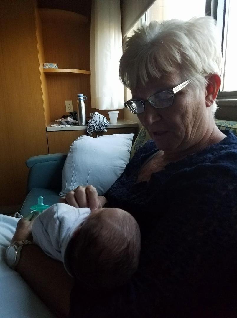 Grandma and our new grandson Carl