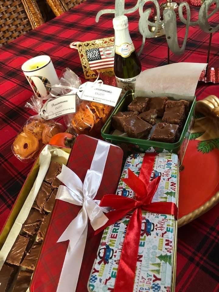 Dried persimmons and deelish homemade fudge!