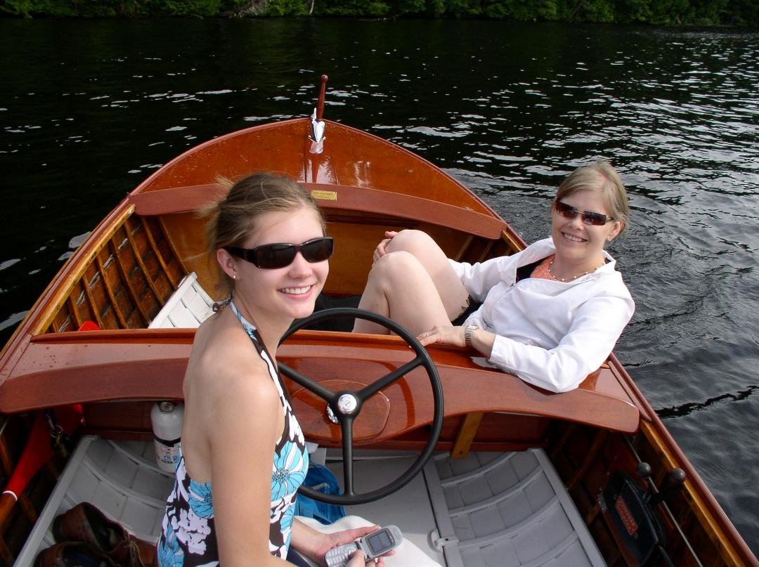 Charlene and Karen in the Lyman at Horace Lake, NH.