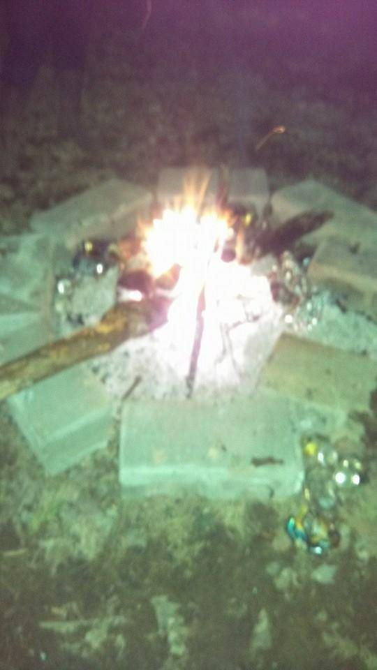 At land for relaxing campfire and back to nature