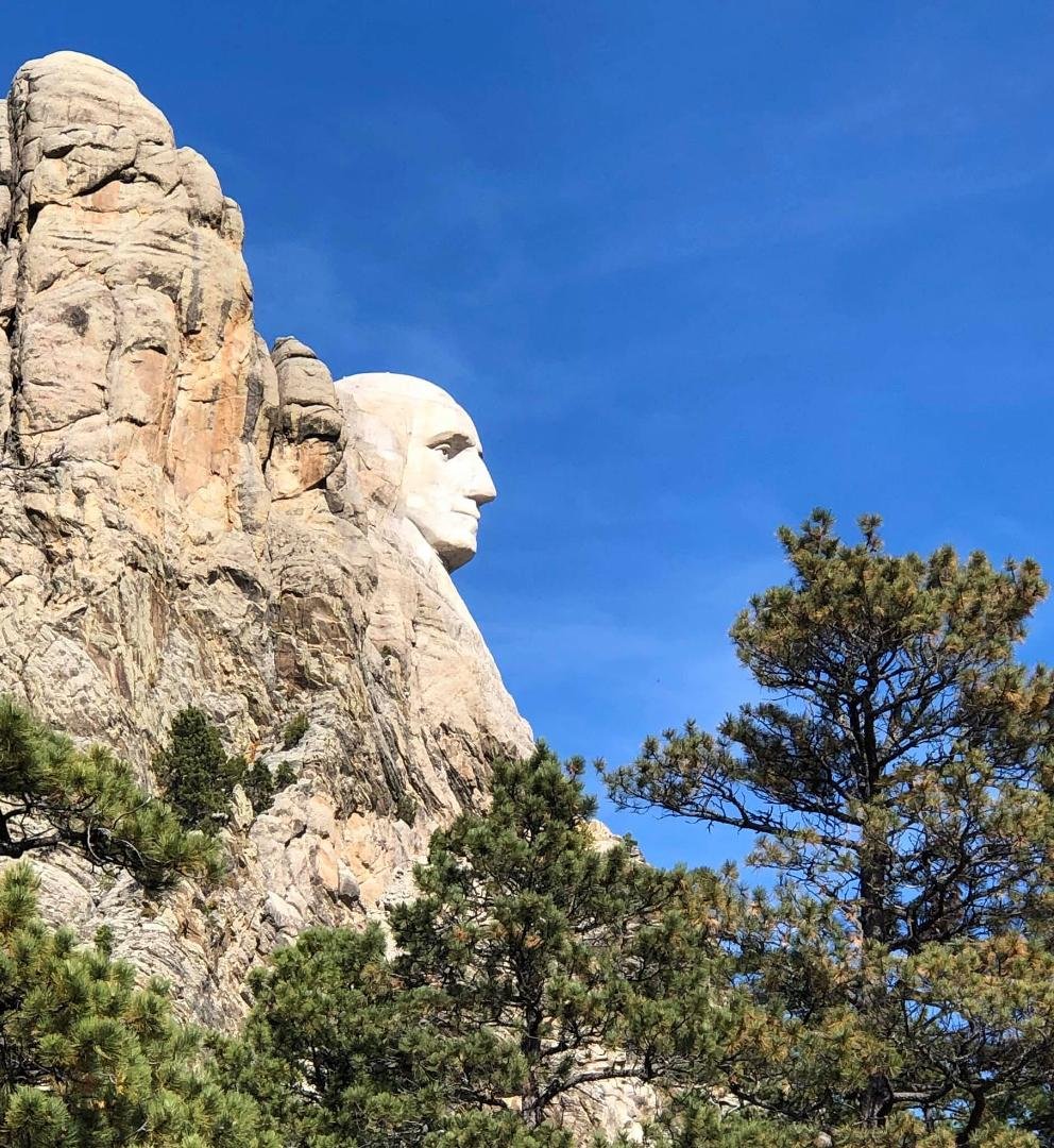 Profile of George Washington — closest physical point to Mt. Rushmore.