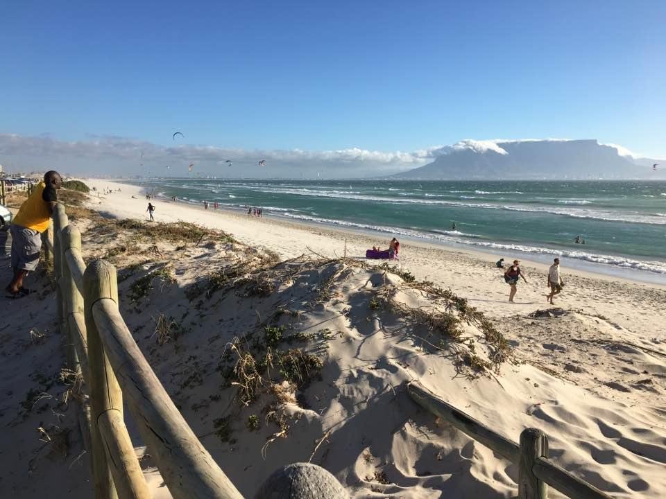 Big Bay at Table View, looking at Table Mountain, Cape Town, South Africa. A place of stunning beauty. On my way home tonight.