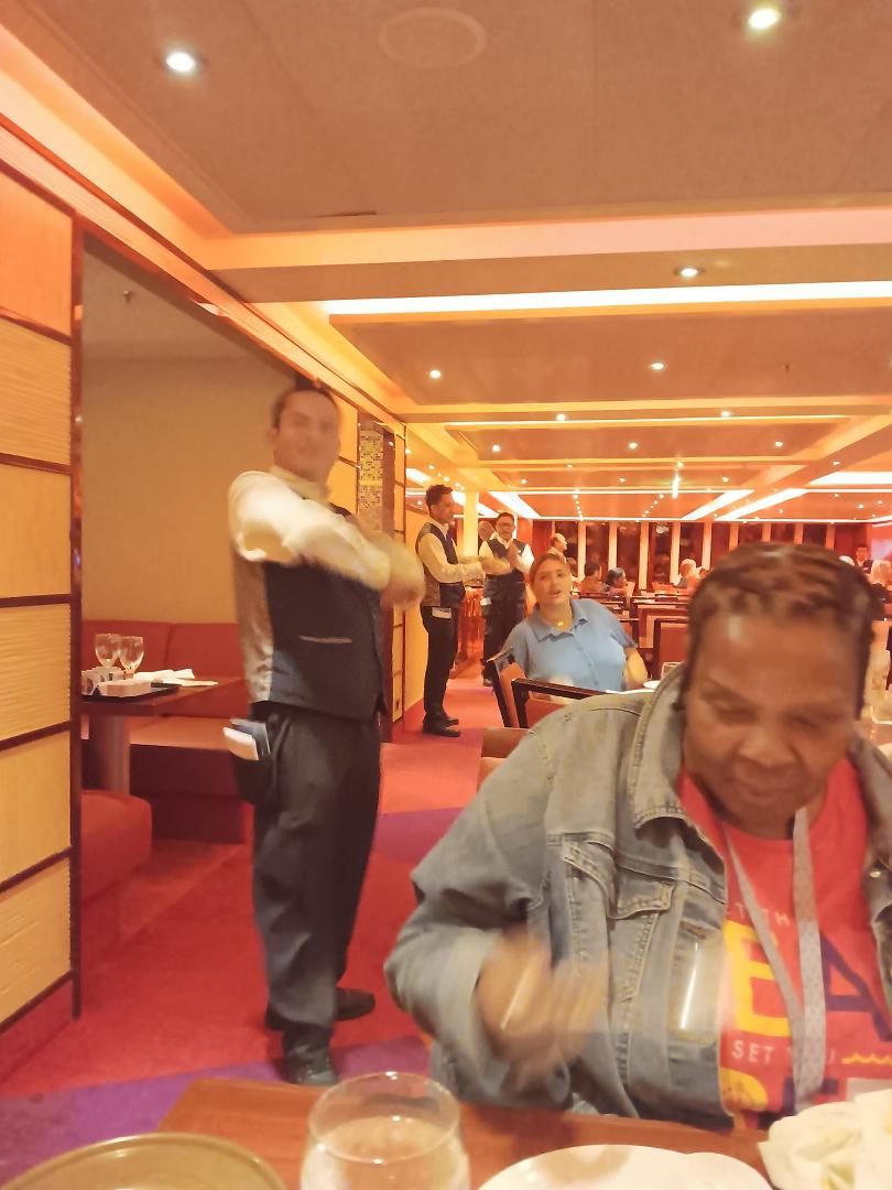 Dining with friends in The Blush Restaurant on Carnival Breeze Cruise.
