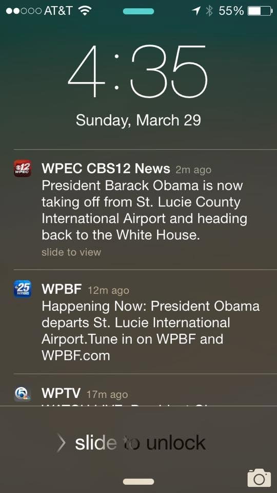 The President just took off from ft pierce