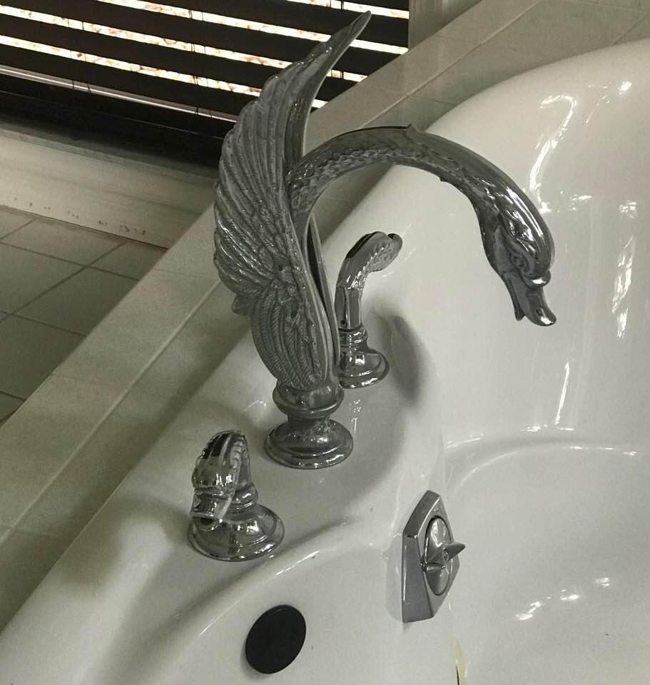 Realtors never know what they will see when previewing homes.  Today, the master tub and shower faucets were ducks.