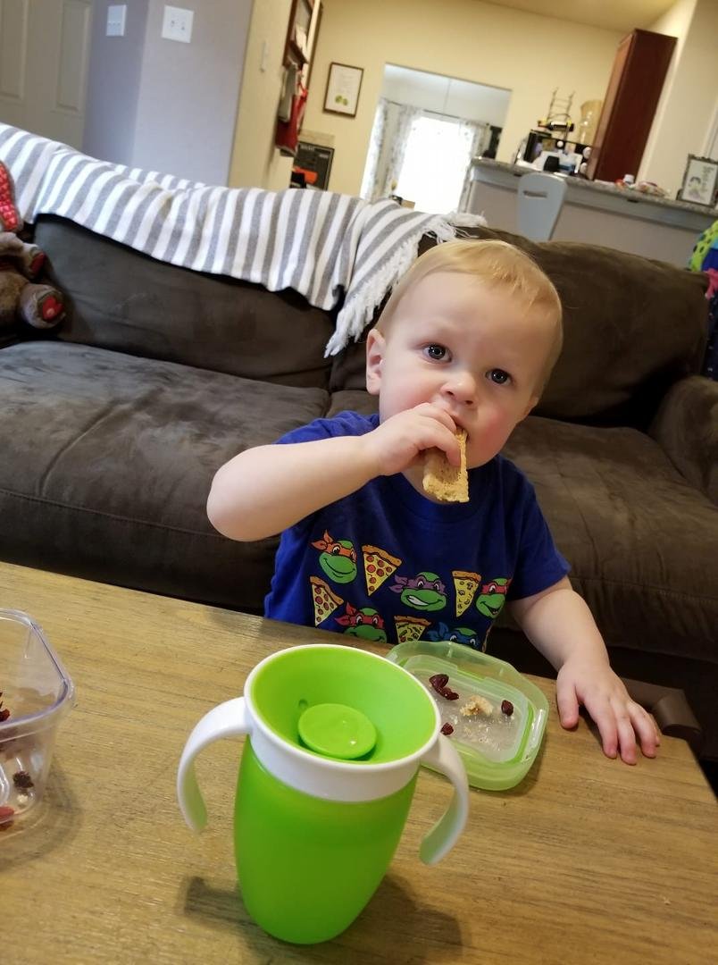 SNACKTIME! We've read books, danced, and watched Daniel Tiger. A fun morning so far.