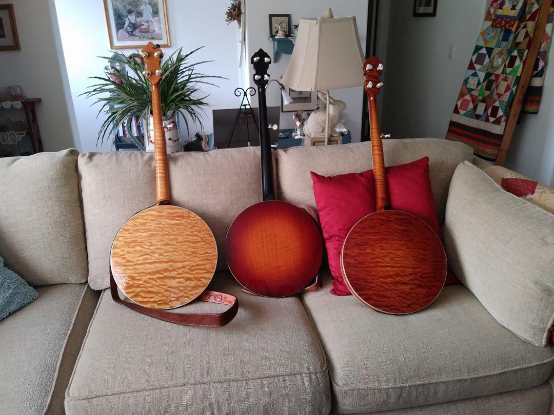 Here are three of my banjos, home for a visit.